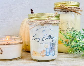 Cozy Cottage Candle, Fall Soy Candle, Vanilla Apple Candle, 16 oz Jar Candle, Autumn Candle, Scented Candle, Candle Gift