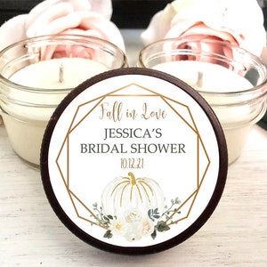 White Pumpkin Bridal Shower Favors, 6 Candle Favors, Fall Wedding Favors, Autumn Bridal Shower Favors, Bulk Candle Favors, Personalized