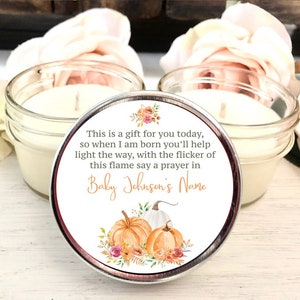 Pumpkin Baby Shower Favors, 6 4 oz Candle Favors, Fall Baby Shower Favors, Baby Poem Favors, Girl Baby Shower, Boy Baby Shower, Custom