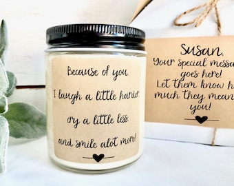 Best Friend Gift, Friendship Candle, Birthday Gift Friend, Personalized Candle, Send a Gift Friend, BFF Gift Box, Soy Candle