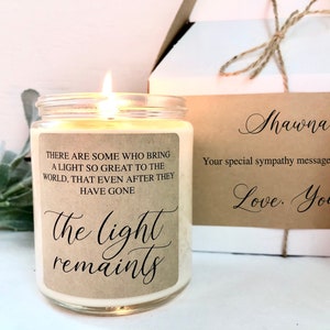 Memorial Gift, Loss of Loved One Candle, Sympathy Gift, The Light Remains, Memorial Candle, Condolence Gift, 8 oz Soy Candle