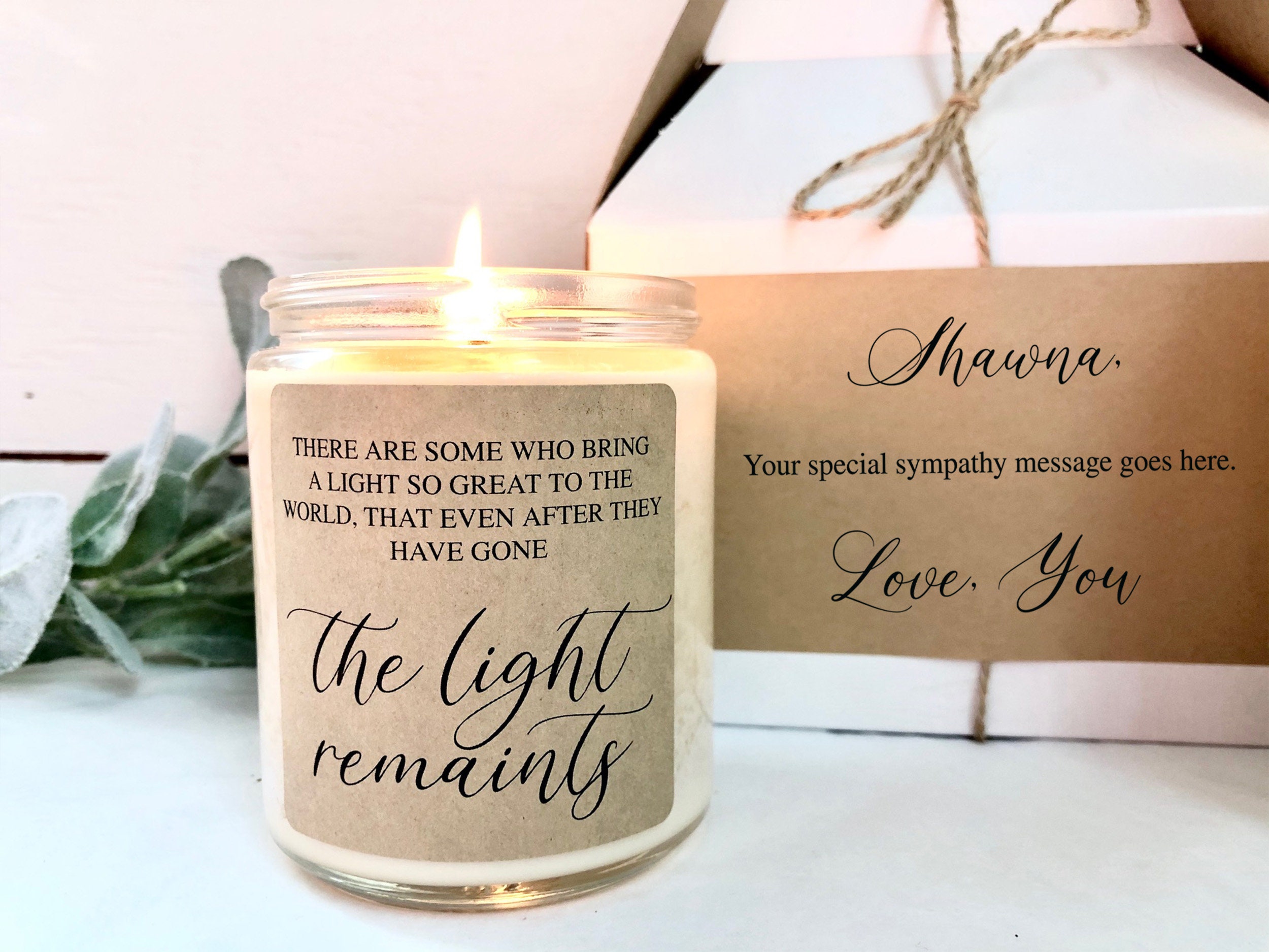 Memorial Gift, Loss of Loved One Candle, Sympathy Gift, the Light