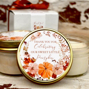 Sweet Little Pumpkin Baby Shower Favors, Set of 6 Candles, Fall Baby Shower, Pumpkin Candle Favors, Gender Neutral Favors, It's a Girl