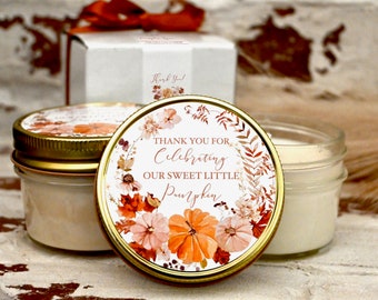 Sweet Little Pumpkin Baby Shower Favors, Set of 6 Candles, Fall Baby Shower, Pumpkin Candle Favors, Gender Neutral Favors, It's a Girl