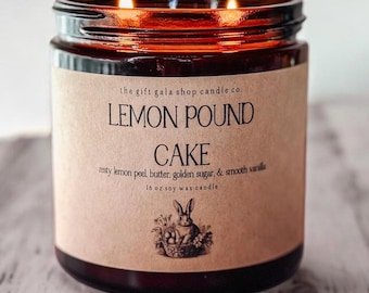 Easter Basket Gift - Lemon Pound Cake Scented Candle - 16 oz Soy Candle - Handmade Easter Decor - Spring Table Centerpiece - Nontoxic