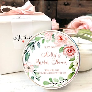 Elegant Bridal Shower Favor Candles, Set of 6 Candles, Floral Wedding Favors, Bulk Candle Favor, Favors with Box, Personalized Favor