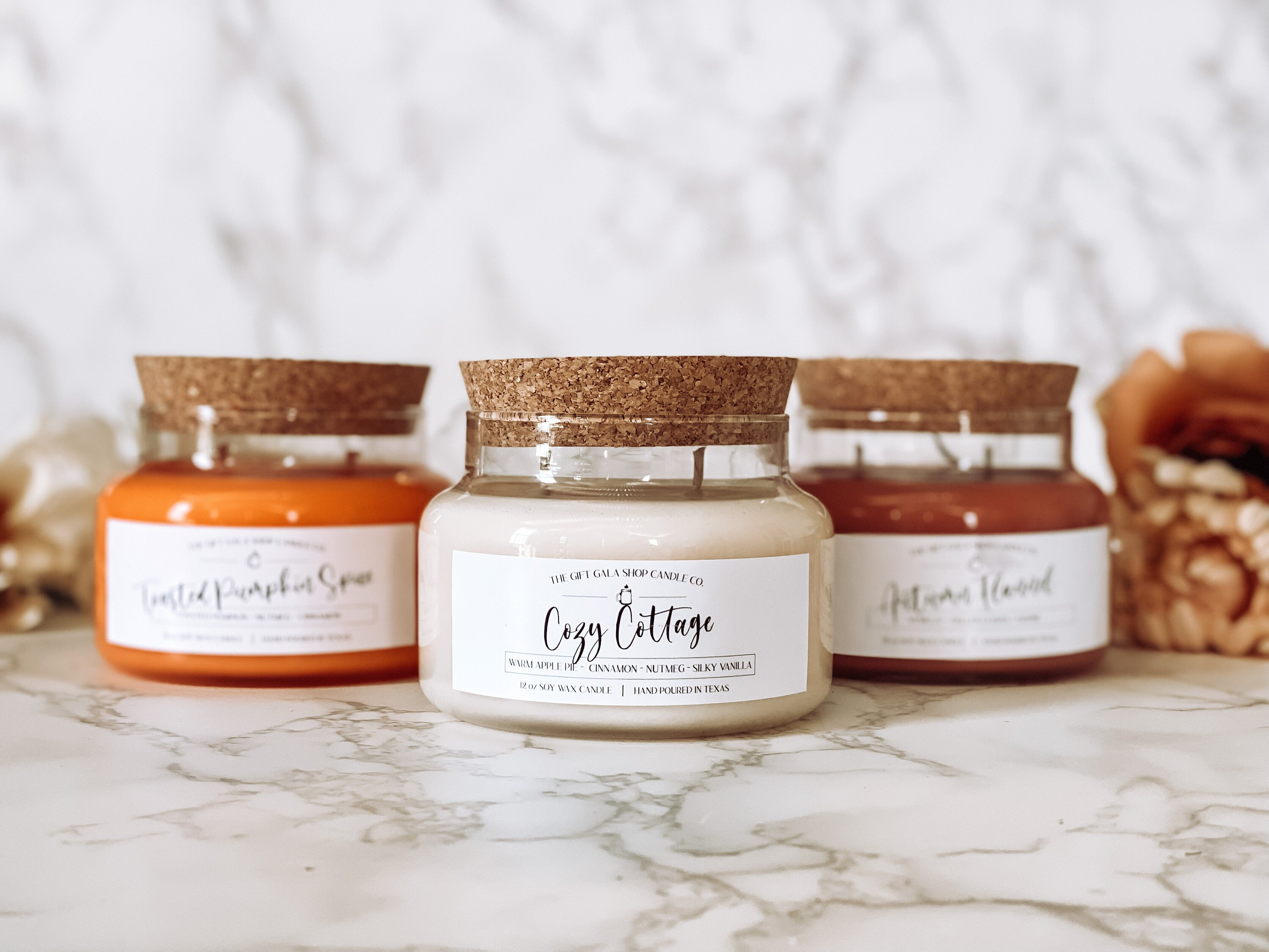 Autumn Colored Soy Candles, 12 oz Double Wick Candle, Choose Scent, Fall Scented Candle, Toxin Free Home Fragrance, Hand Pour