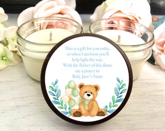 Blue Teddy Bear Baby Shower Favors, Boy Baby Shower Favors, Set of 6 Candle Favors, Personalized Baby Shower Candles,  It's a Boy