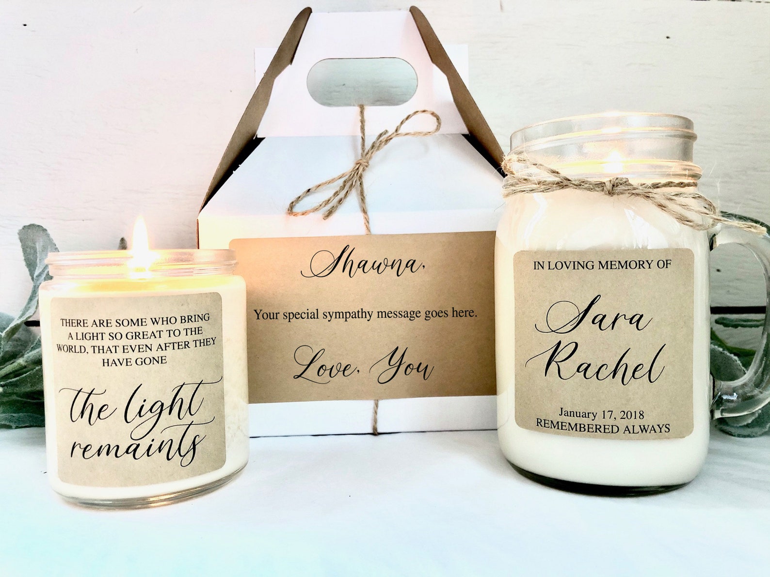 Memorial Candle Gift Set Remembrance Gift Condolence Gift Etsy