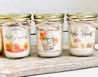Fall Candle Gift Set, Fall Gift Ideas, Gift for Her, Set of 3 Jar Candles, Soy Candles Handmade