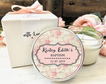6 bougies cadeaux de baptême pour fille, cadeaux de baptême, cadeaux de naissance fille, bougies cadeaux de baptême roses, Bautizo, cadeaux personnalisés