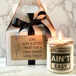 Funny Mom Candle Set, Mommin Aint Easy, Tired Mom Gift, Mom Life Gift, New Mom Gift Box, Toddler Mom Gift Box, Straight Out of Patience