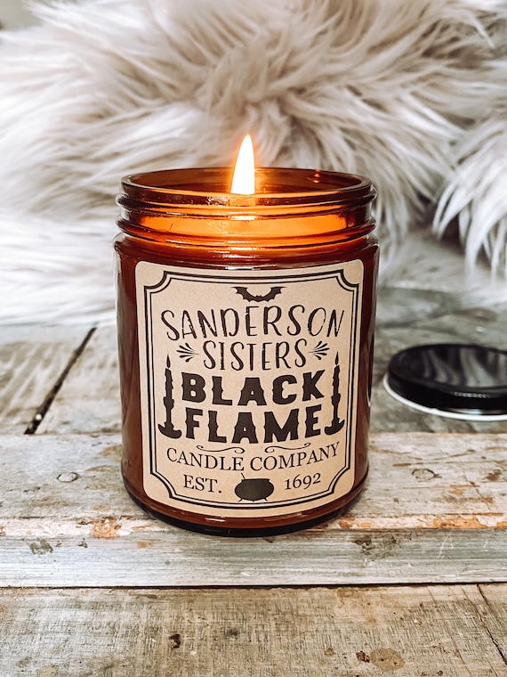 Black Flame Soy Candle | Hocus Pocus Candle | Halloween Soy Candle | Sanderson Sisters Decor | Hocus Pocus Lover Gift | 8 oz Candle