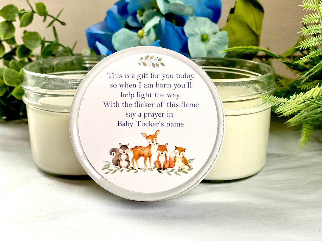 Woodland Baby Shower Candles, Boy Baby Shower Favors, Baby Shower Poem