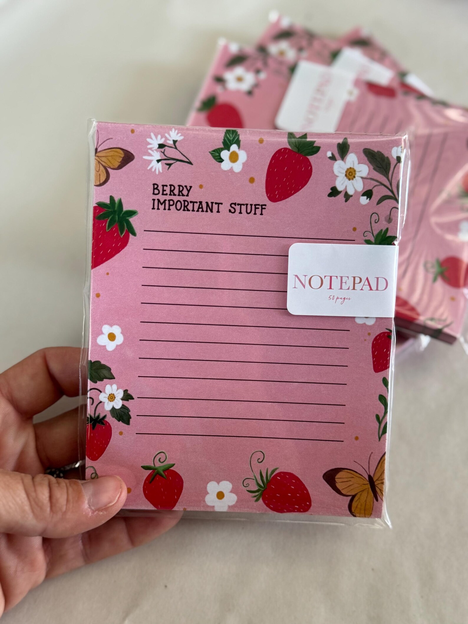 Pink Strawberry Notepad, Cute Stationery, Berry Important Things to Do ...