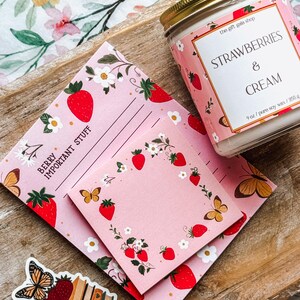 Pink Strawberry Notepad, Cute Stationery, Berry Important Things to Do ...