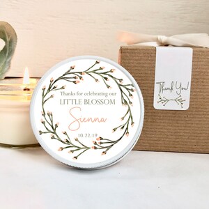 Baby Shower Favors Girl, Candle Favors, Greenery Baby Shower, Christening Favors, Kraft Favor Box, Our Little Blossom, Favors in Bulk