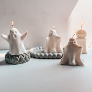 Ghouls & Ghosts Decorative Candles | Ghost Halloween Soy Candles | Halloween Candle Set | Artisanal Pillar Candles | Halloween Decor Indoor