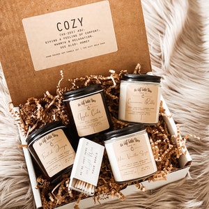 Winter Soy Candle Sample Pack, Candle Set of 4, 4 oz Candle Gift Set, Cozy Candle Set, Christmas Candle Gift Set, Handmade Scented Candles