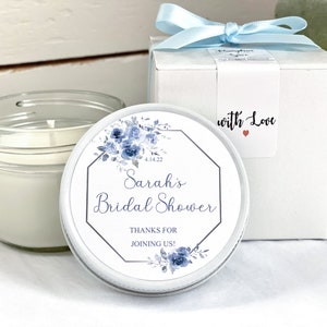 Blue Bridal Shower Candle Favors, Dusty Blue Candle Favors, Modern Wedding Favors, Personalized Favors, Soy Candle Favors