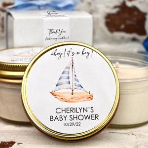 Nautical Baby Shower Favors, Ahoy its a Boy, Sailboat Baby Shower, Baby Shower for Boy, Set of 6 Candle Favors, Summer Baby Shower Candles