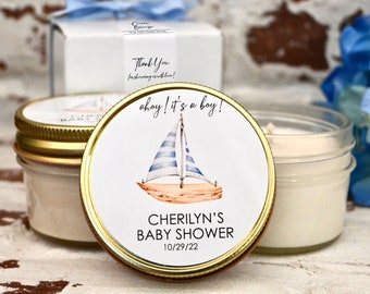 Nautical Baby Shower Favors, Ahoy its a Boy, Sailboat Baby Shower, Baby Shower for Boy, Set of 6 Candle Favors, Summer Baby Shower Candles