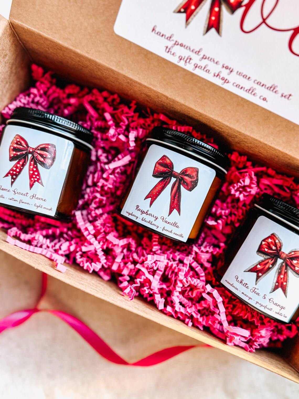Soy Candle Gift Set, Coquette Room Decor, Handmade Candle Set of 3 ...