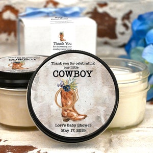 Little Cowboy Baby Shower Favors, Western Theme Baby Shower, Es un niño, Juego de 6 velas, Wild West Baby Sprinkle, Velas personalizadas