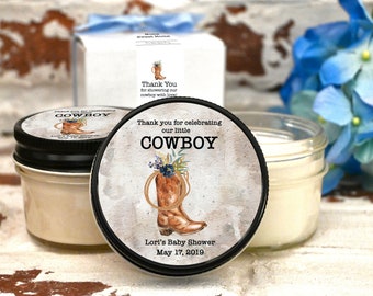 Little Cowboy Baby Shower Favors, Western Theme Baby Shower, Its a Boy, Set of 6 Candles, Wild West Baby Sprinkle, Personalized Candles