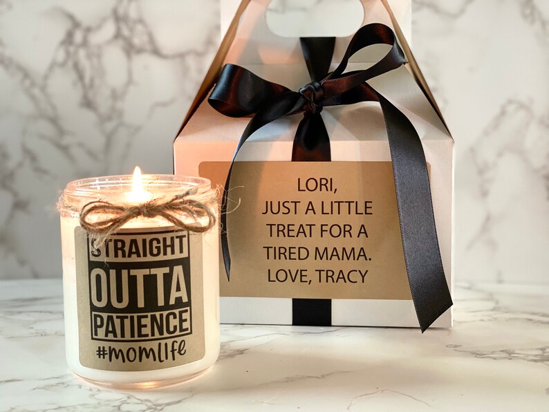 Funny Mom Candle Set, Mommin Aint Easy, Tired Mom Gift, Mom Life Gift, New Mom Gift Box, Toddler Mom Gift Box, Straight Out of Patience