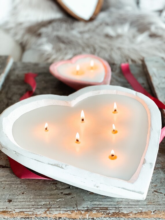 Heart Dough Bowl Soy Candles | Mother's Day Candle Gift | Anniversary Gift for Her | Candle Gift for Grandma | Spring Candles | Choose Scent