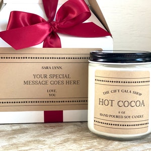 Hot Cocoa Candle Gift, Christmas Gift, Gift for Women, Holiday Gift under 20, Soy Candle Handmade, winter candle, holiday gift for friend