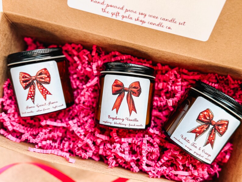 Soy Candle Gift Set, Coquette Room Decor, Handmade Candle Set of 3 ...