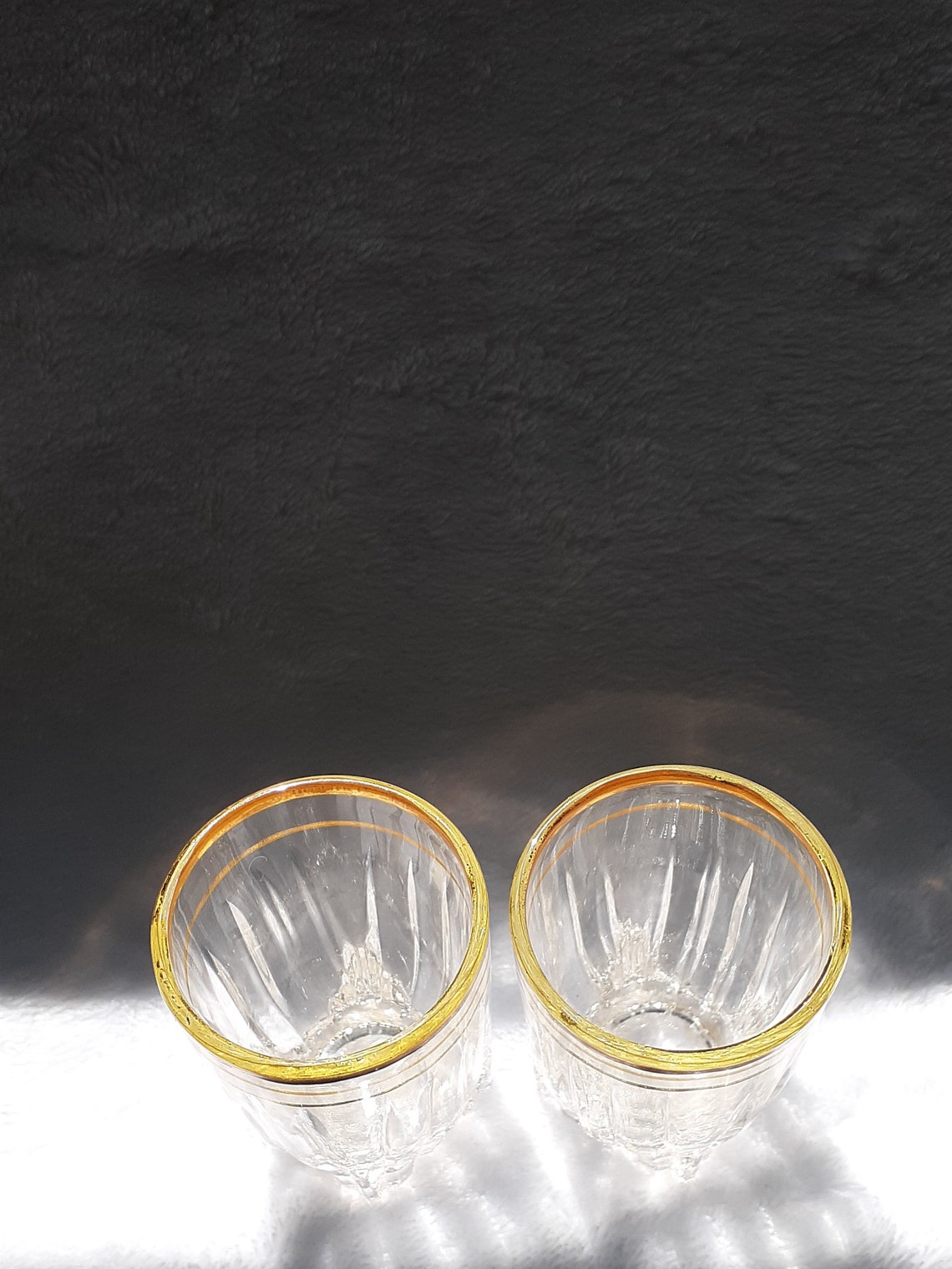 Vintage Shot Glasses Gold Trim Etsy