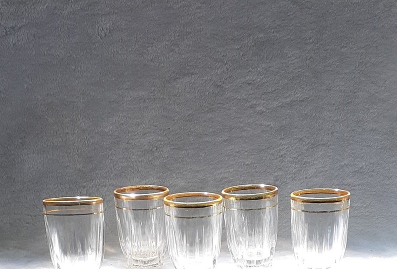 Vintage Shot Glasses Gold Trim Etsy