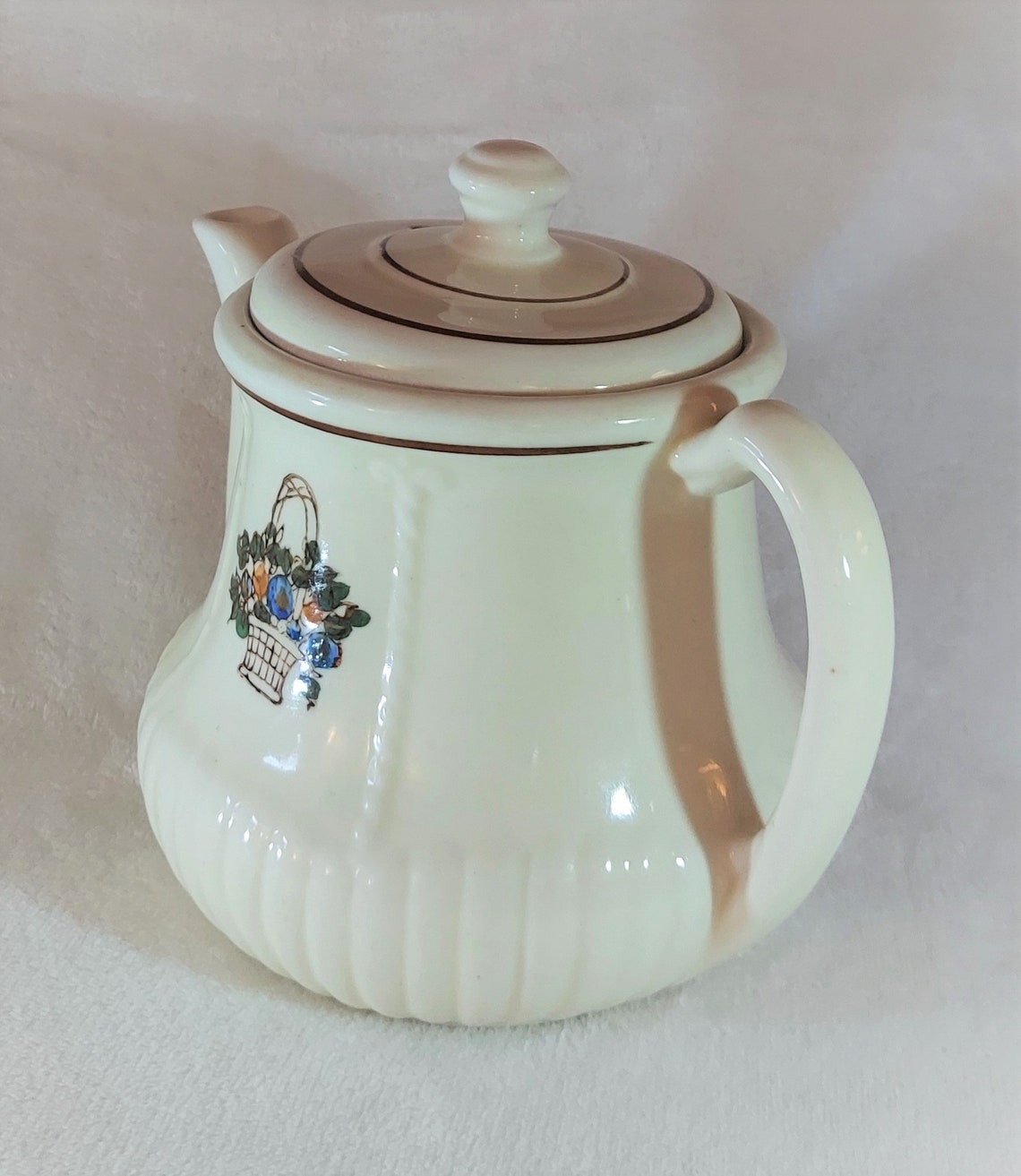 Vintage Teapot Vitreous China Handpainted porcelier Etsy