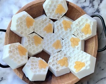 HoneyBee - Handmade Soap - Oatmeal Milk & Honey Soap, Gifts for Bride, Honeycomb Shaped Soap, Bee Soap,  Gifts for Mom