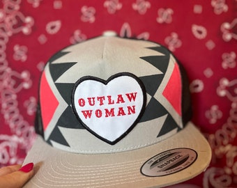 OUTLAW WOMAN, Patchy Co. - Patched & Painted trucker hat