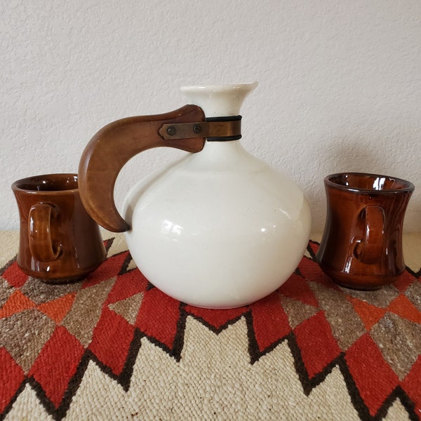 Rare White Pottery 1930's Vintage Carafe Pitcher