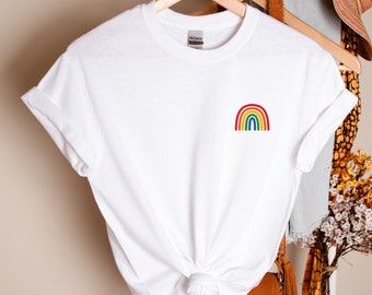 Rainbow T Shirt, Gay Pride Shirt, Rainbow Pocket Tee, LGBTQ Gift, Rainbow Gift, LGBTQ Pride, Gay Pride Rainbow