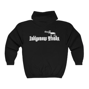 Indigenous Trends Brand Printed Zip Up Hoodie White Print