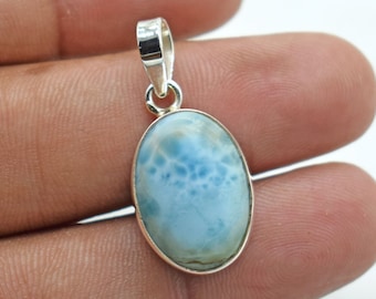 Véritable pendentif Larimar, pendentif Larimar en argent, pendentif Larimar en argent sterling, pendentif Larimar Boho, pendentif Larimar, collier Larimar