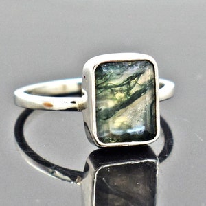 Amazing Natural Moss Agate Gemstone Ring, Moss Agate Ring, 925 Sterling Silver Ring, Handmade Ring, Moss Agate Jewelry, Gift For Her