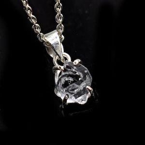 Crystal Necklace, Herkimer Diamond Drop Necklace, Salt & Pepper Herkimer Necklace, Raw Crystal Pendant, Cridesmaid Gift