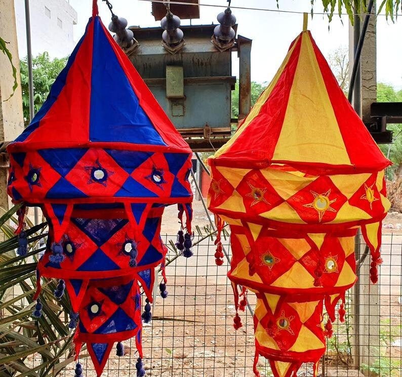 Decorative Lanterns Collapsible Ethnic Ceiling Chandelier Home Etsy