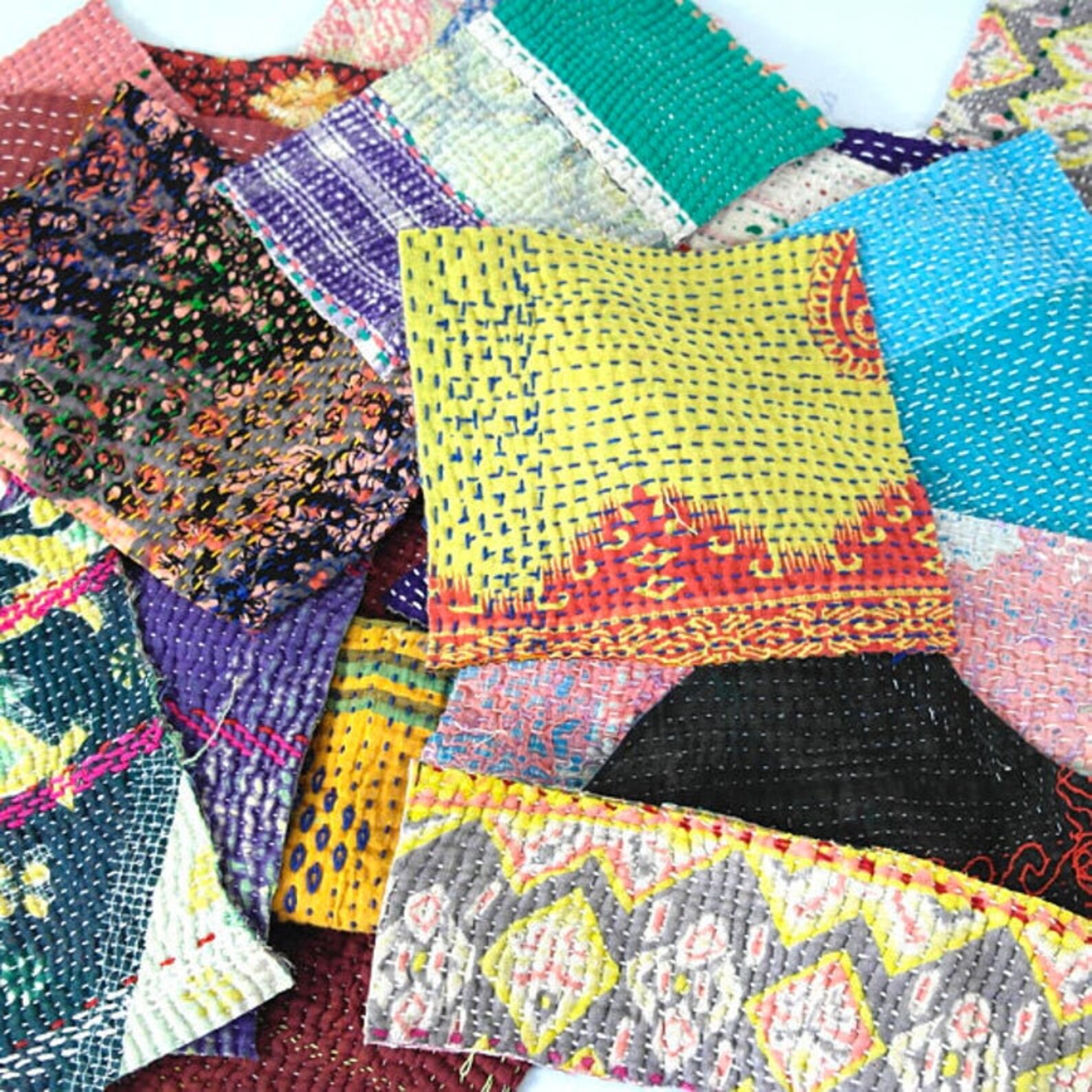 5 10 15 20 25 Pieces Vintage Kantha Scrap Handmade Indian Etsy