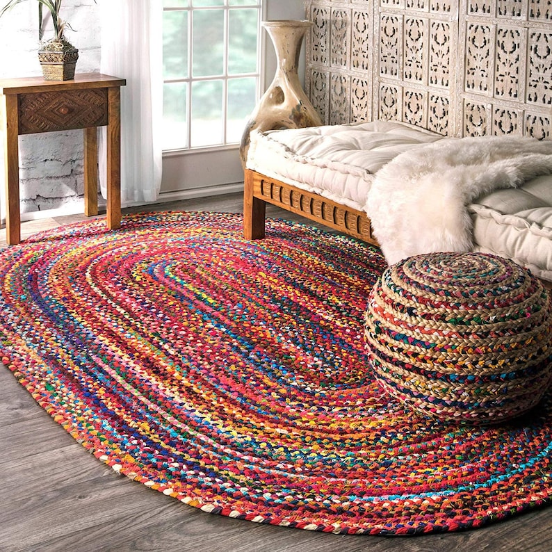 4x6 feet rugs braided oval rug RAG RUG meditation mat | Etsy