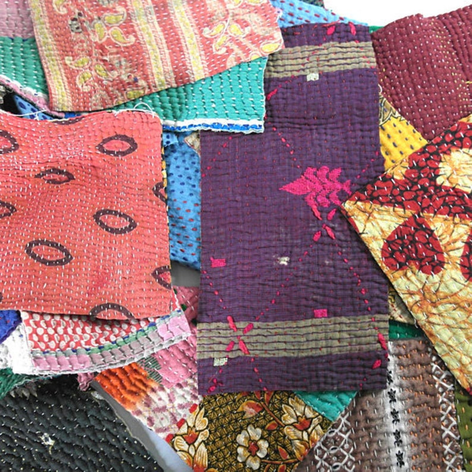 5 10 15 20 25 Pieces Vintage Kantha Scrap Handmade Indian Etsy