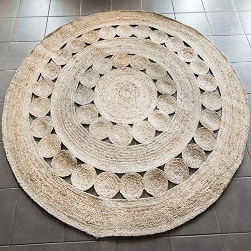 Buy 4x4 Feet Hand Braided Bohemian Jute Area Rug Round Rag Online in