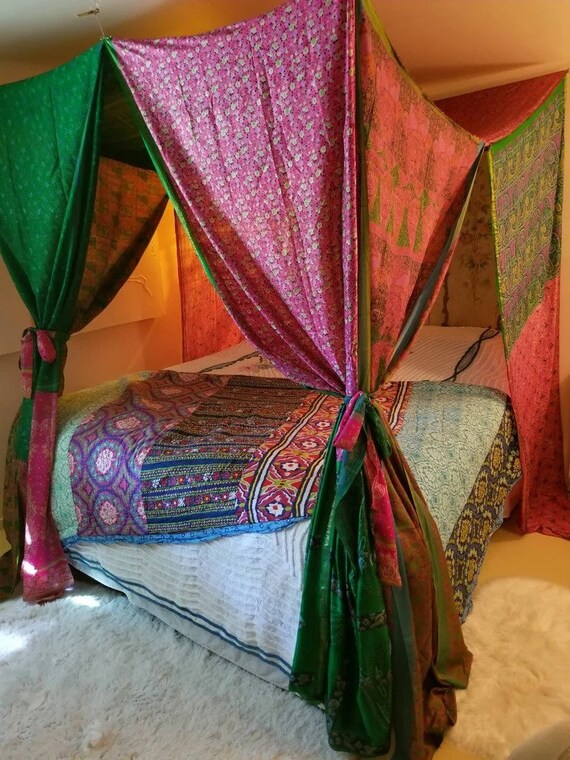 Bed Canopy Queen /king/twin IN Curtains Bohemian Hippie Boho - Etsy